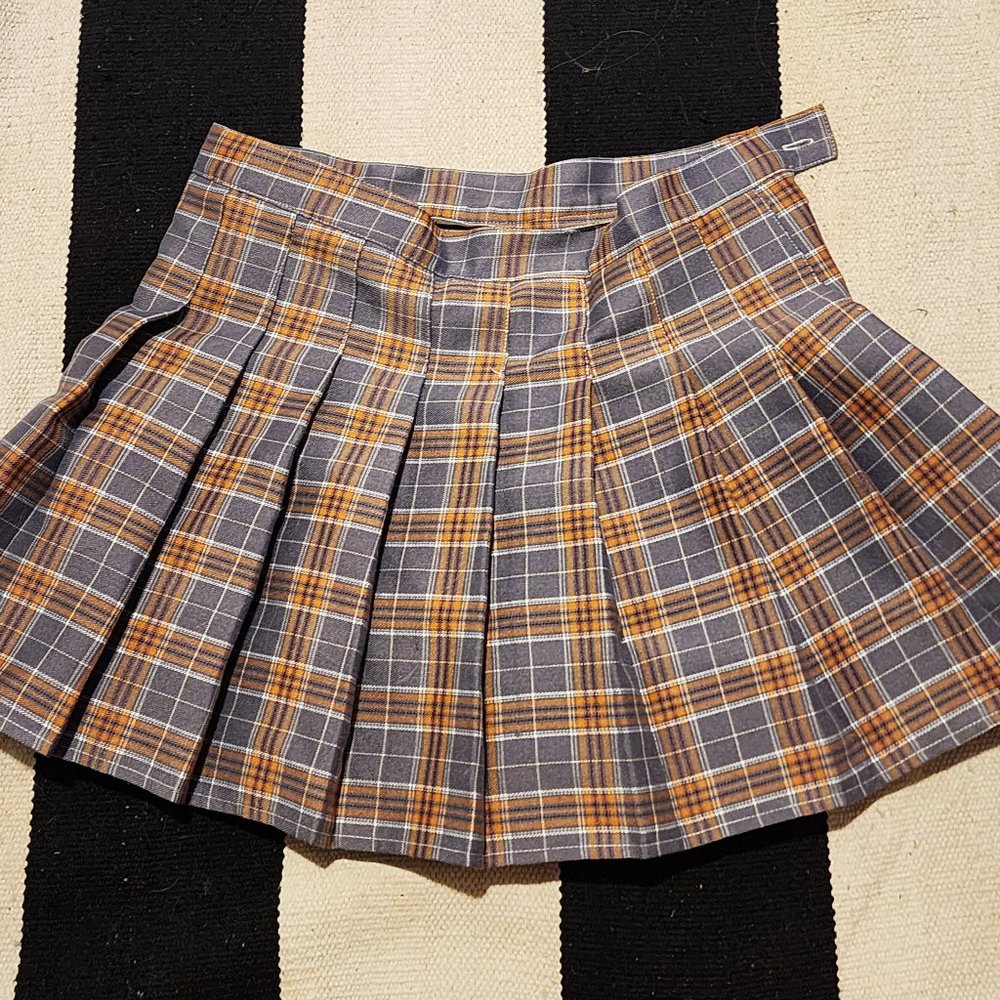 High Waist Plaid A Line Pleated Mini Skort/Skirt